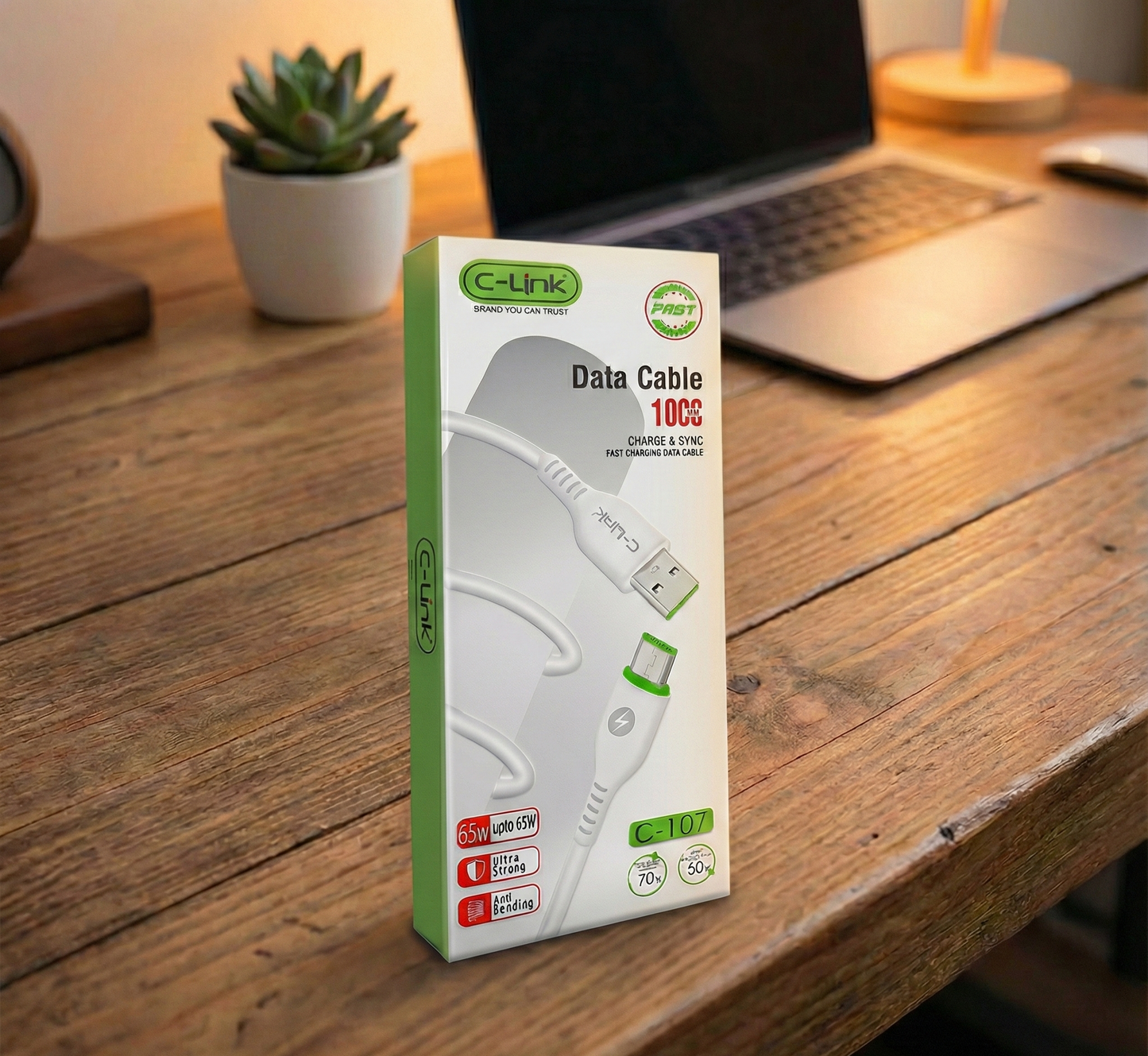 C-Link C-107 65W Super Fast Charging Cable | Type-B | Anti-Bending (1M)