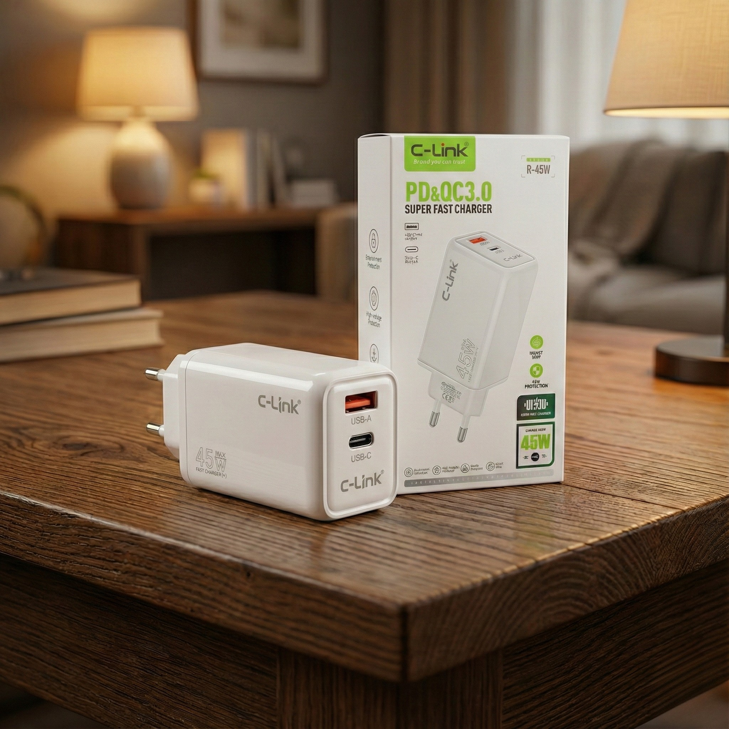 C-Link R-45W High-Speed Dual Port Fast Charger