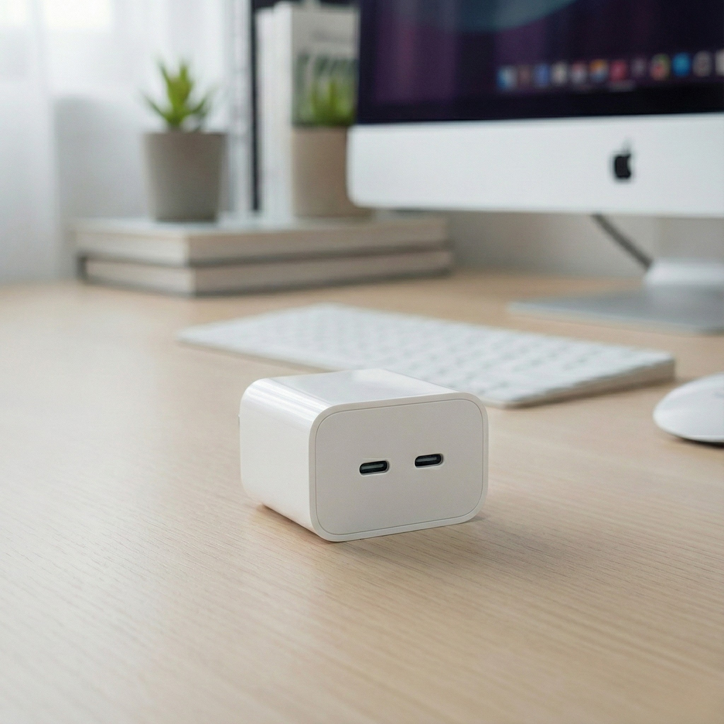 20W Dual USB-C Power Adapter – Apple-Compatible Fast Charger