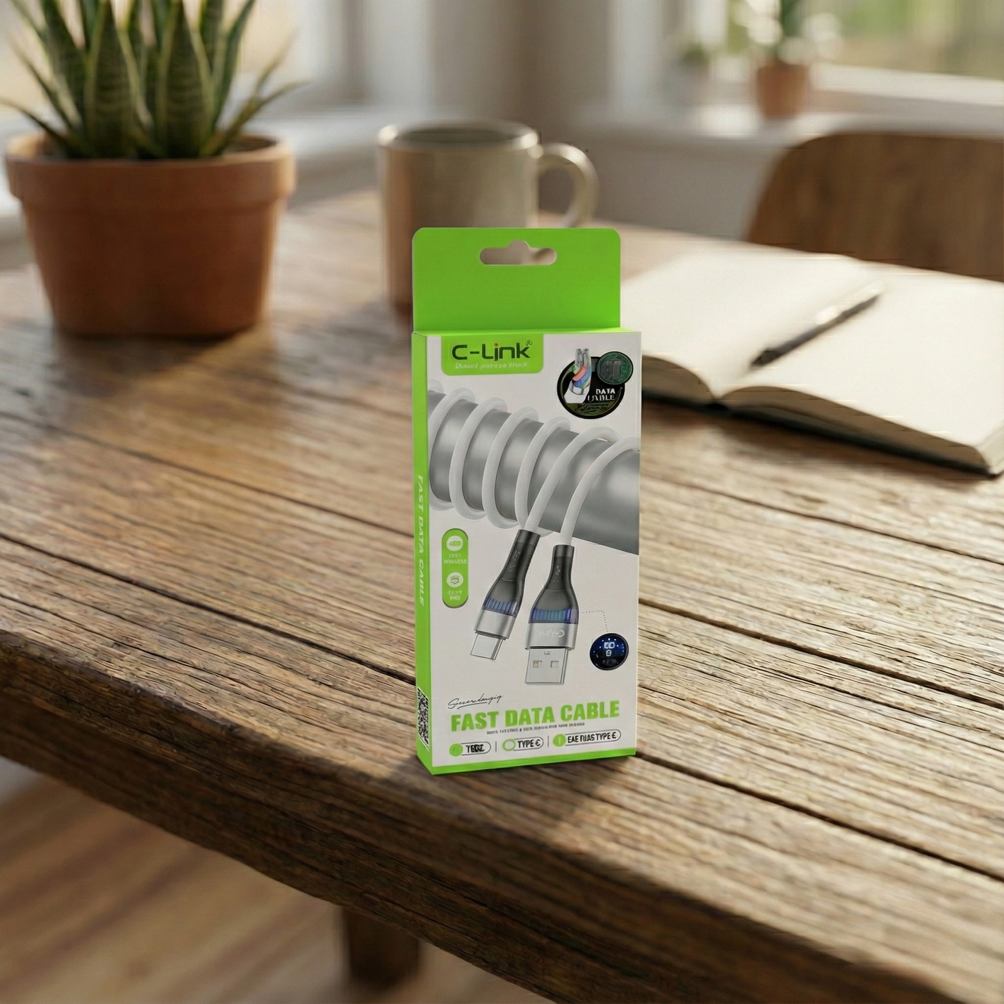 C-Link 6A Super Fast Charging Cable (Type-C) – With LED Indicator &amp; Smart Chip