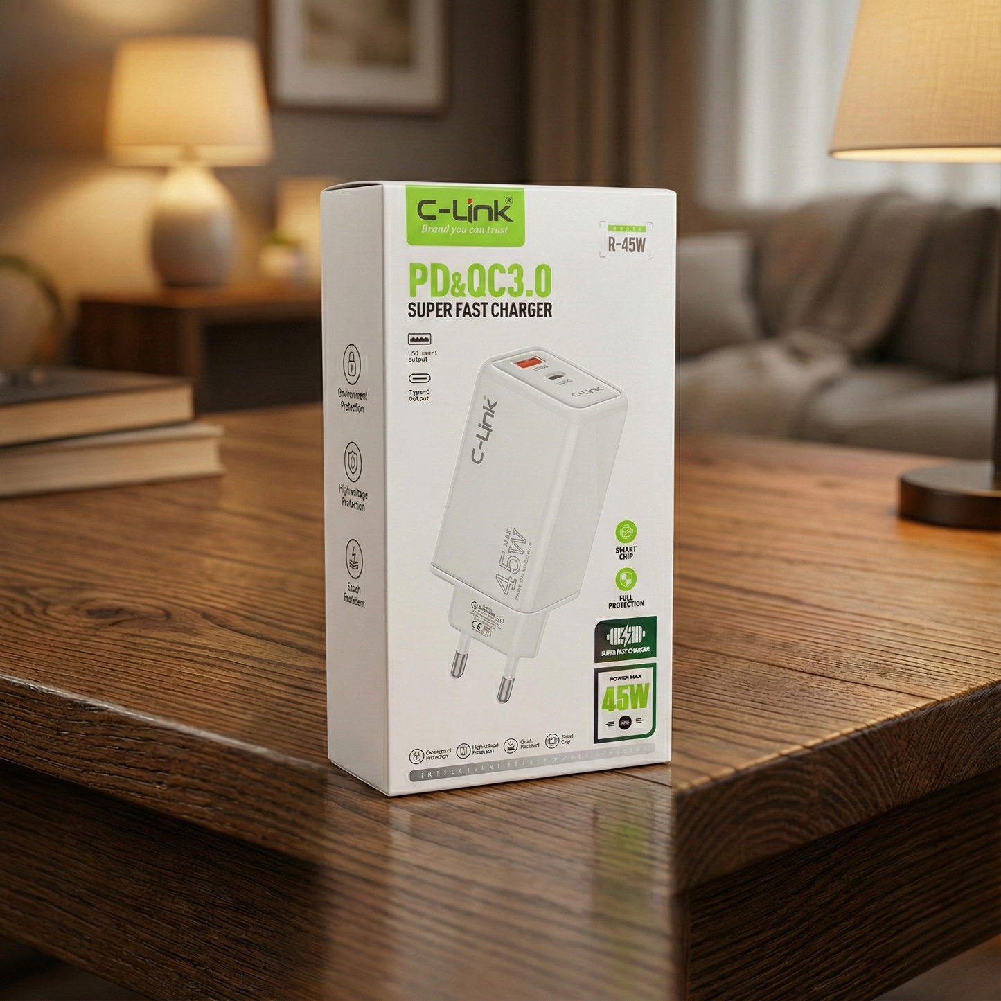 C-Link R-45W High-Speed Dual Port Fast Charger
