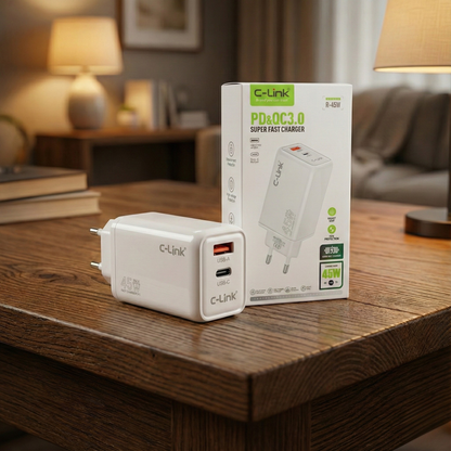 C-Link R-45W High-Speed Dual Port Fast Charger