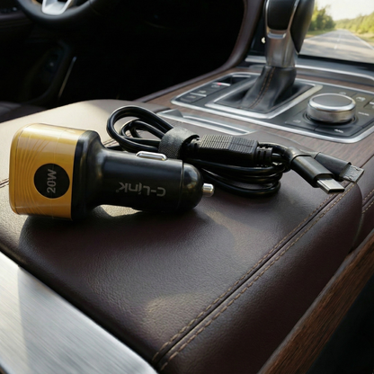 C-Link 20W Turbo Car Charger (R-007 Plus) – Fast Charging with RGB Light