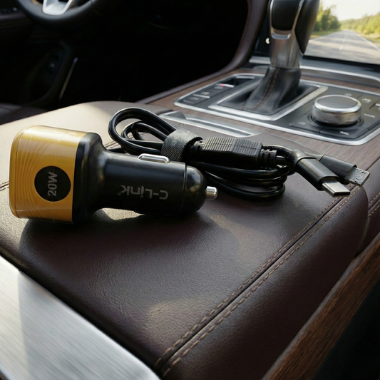 C-Link 20W Turbo Car Charger (R-007 Plus) – Fast Charging with RGB Light