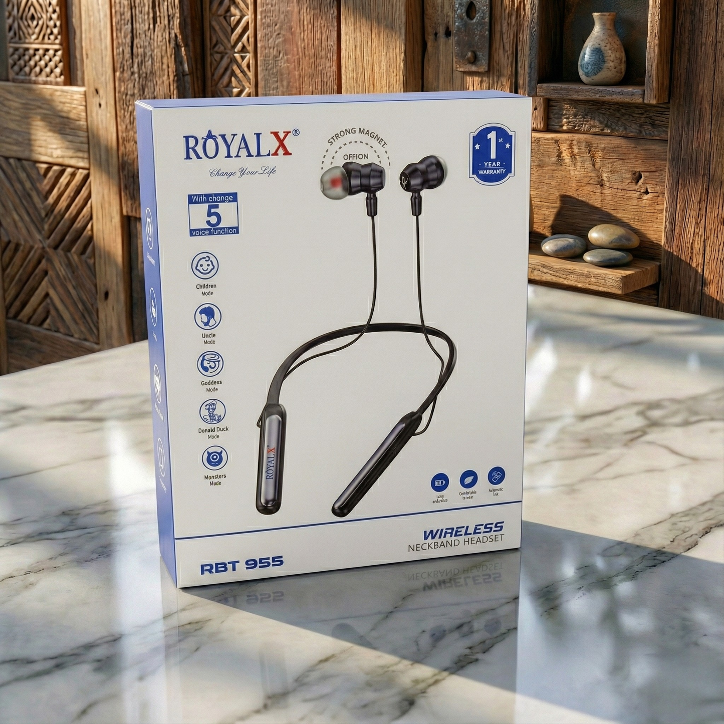 ROYALX RBT-955 Wireless Neckband – With 5 Fun Voice Changers